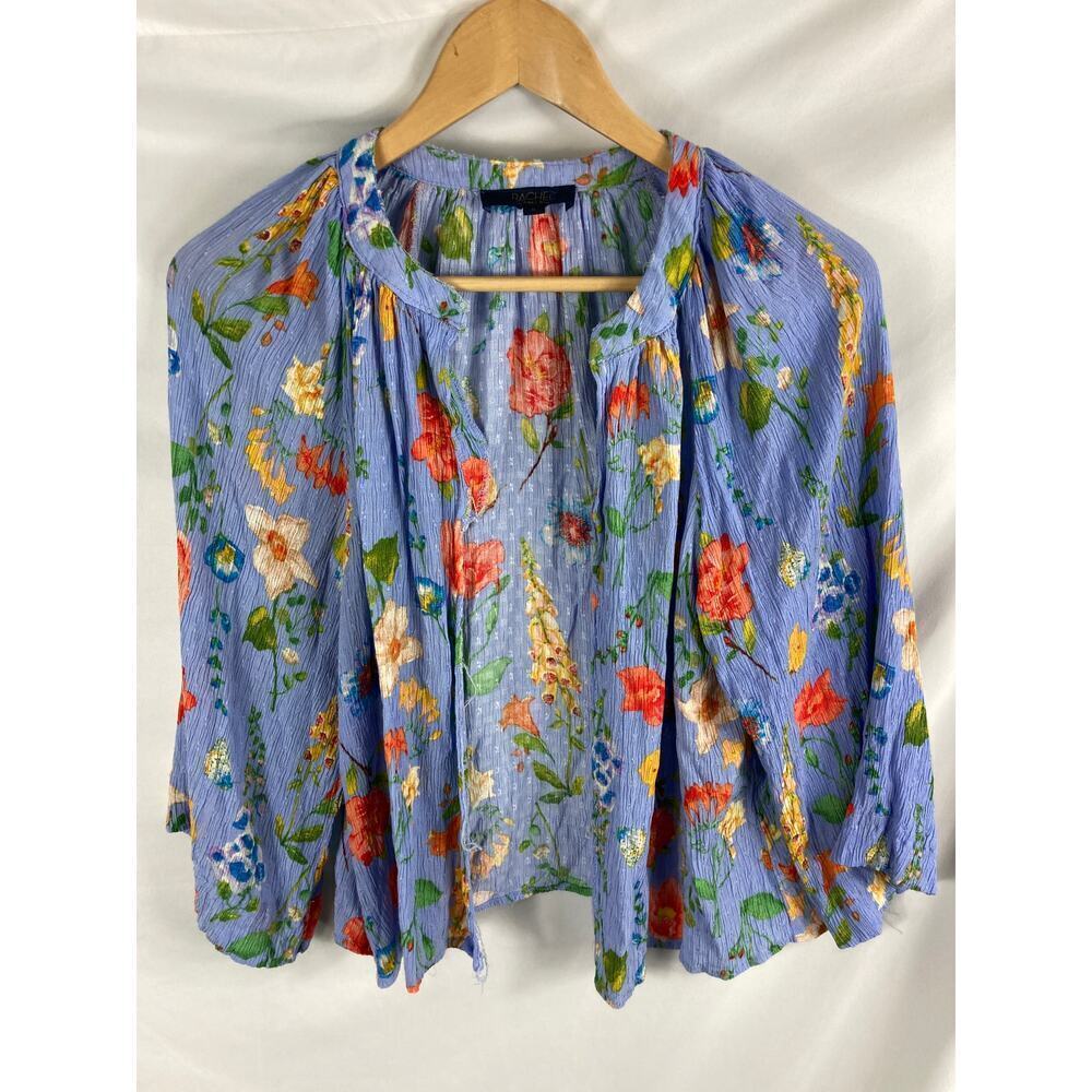 RACHEL Rachel Roy Open Front Floral Crinkle Blouse Cardi Size Small